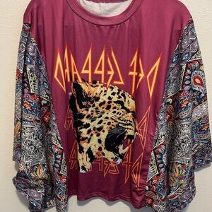 Graphic Leopard Print Long Sleeve Shirt oversized